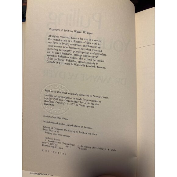 Pulling Your Own Strings By Dr. Wayne W. Dyer Vintage Hardcover Book - Picture 5 of 5